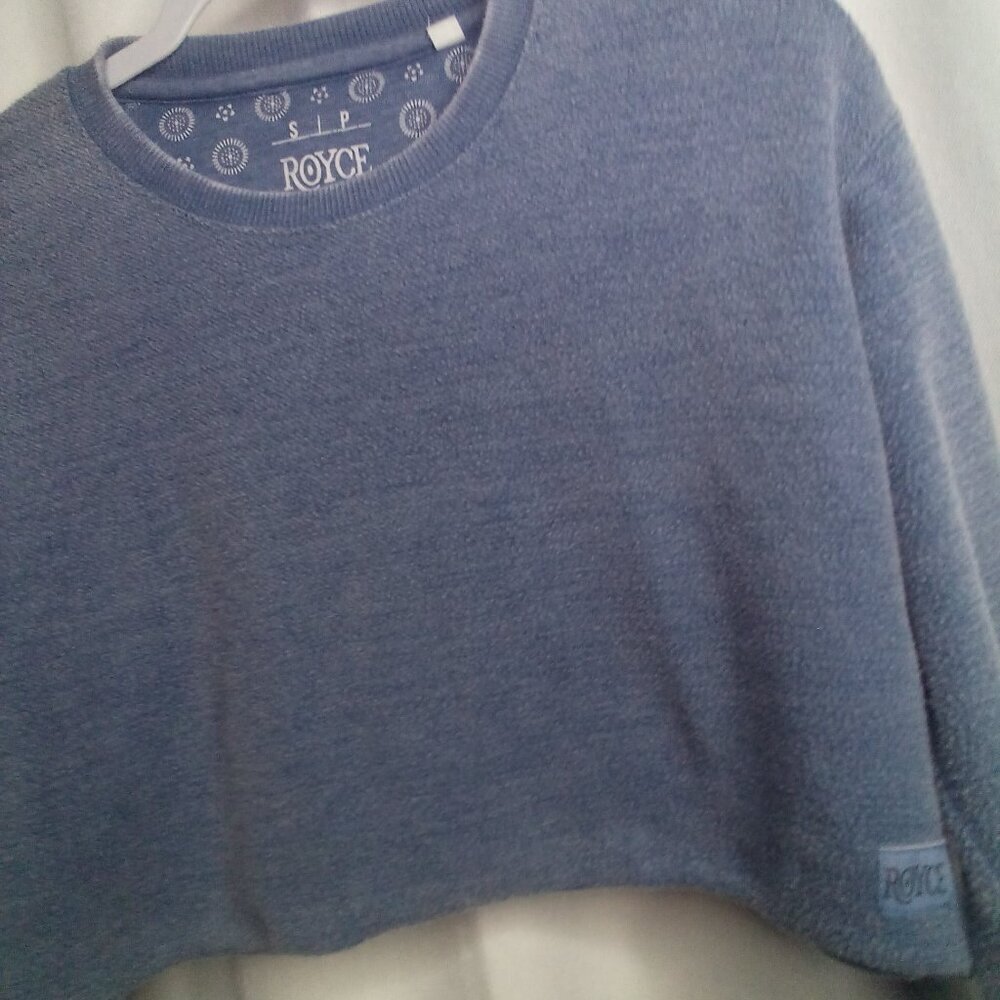 Royce Cropped Sweatshirt S Women Long Sleeve Thumb Holes Blue - Picture 7 of 15